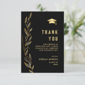 Golden Black Modern Afstuderen Bedankkaart (Staand voorkant)
