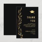 Golden Black Modern Afstuderen Bedankkaart (Voorkant / Achterkant)