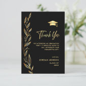 Golden Black Modern Afstuderen Bedankkaart (Staand voorkant)