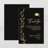 Golden Black Modern Afstuderen Bedankkaart (Voorkant / Achterkant)
