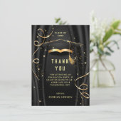 Golden Black Modern Afstuderen FOTO Bedankkaart (Staand voorkant)