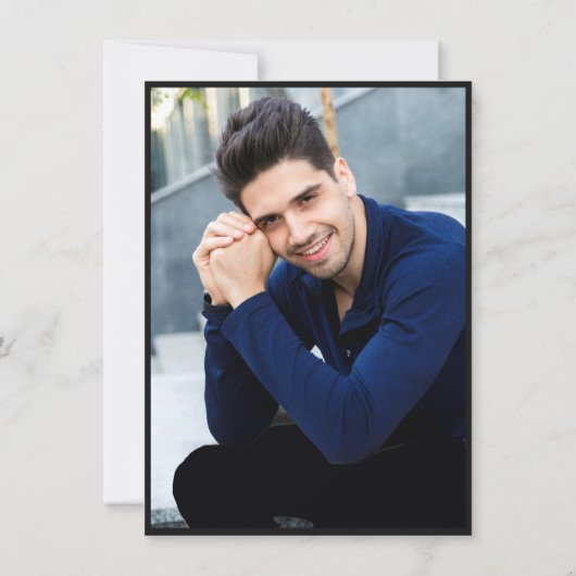 Golden Black Modern Afstuderen FOTO Bedankkaart (Achterkant)