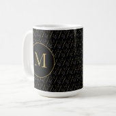 Golden Black Modern Monogram Koffiemok (Voorkant links)