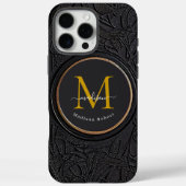 Golden & Black Modern Script Bold Monogram Initiaa Case-Mate iPhone Case (Achterkant)