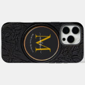 Golden & Black Modern Script Bold Monogram Initiaa Case-Mate iPhone Case (Achterkant (horizontaal))