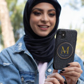 Golden & Black Modern Script Bold Monogram Initiaa Case-Mate iPhone Case