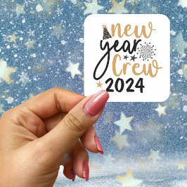 Golden & Black New Year Crew (op maat gemaakt jaar Vierkante Sticker