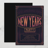 Golden Black New Years Eve Party Kaart (Voorkant / Achterkant)