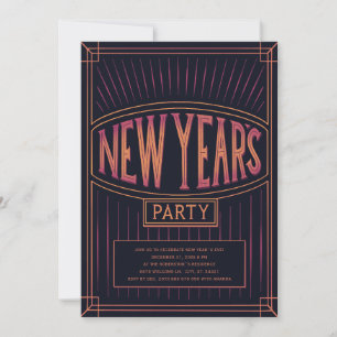  Golden Black New Years Eve Party Kaart