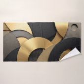 Golden & Black Overlapping Geometrisch Abstract Badhanddoek (Badhanddoek)