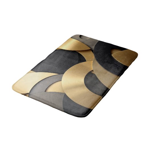 Golden & Black Overlapping Geometrisch Abstract Badmat (Gekanteld)