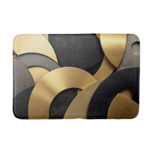 Golden & Black Overlapping Geometrisch Abstract Badmat