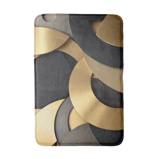 Golden & Black Overlapping Geometrisch Abstract Badmat (Voorkant Verticaal)