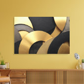 Golden & Black Overlapping Geometrisch Abstract Canvas Afdruk (Insitu (Woonkamer))
