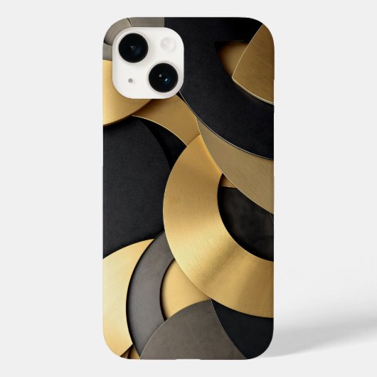 Golden & Black Overlapping Geometrisch Abstract Case-Mate iPhone Case (Achterkant)