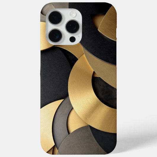 Golden & Black Overlapping Geometrisch Abstract Case-Mate iPhone Case (Achterkant)