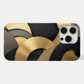 Golden & Black Overlapping Geometrisch Abstract iPhone Hoesje (Achterkant horizontaal)