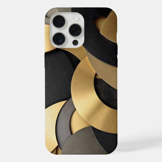 Golden & Black Overlapping Geometrisch Abstract iPhone Hoesje (Achterkant)