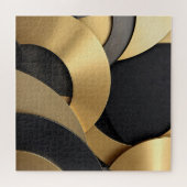 Golden & Black Overlapping Geometrisch Abstract Legpuzzel (Horizontaal)