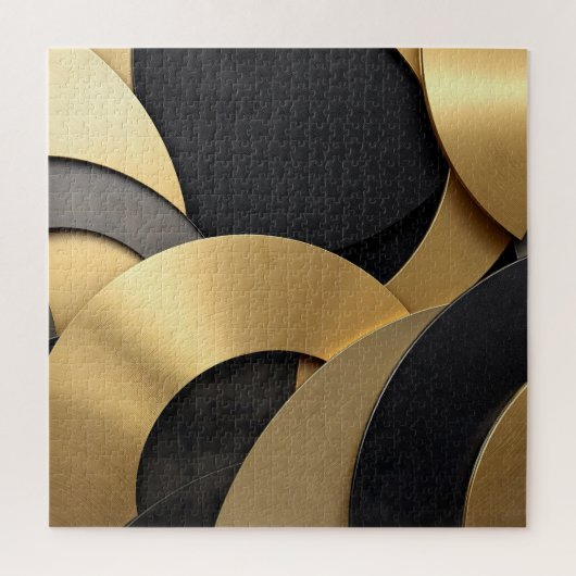 Golden & Black Overlapping Geometrisch Abstract Legpuzzel (Verticaal)