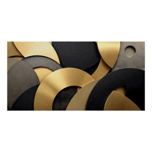 Golden & Black Overlapping Geometrisch Abstract Perfect Poster