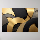 Golden & Black Overlapping Geometrisch Abstract Poster (Voorkant)