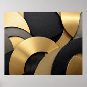 Golden & Black Overlapping Geometrisch Abstract Poster (Voorkant)