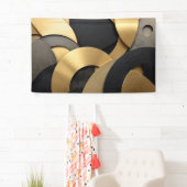 Golden & Black Overlapping Geometrisch Abstract Spandoek (Insitu)