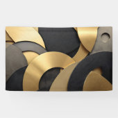 Golden & Black Overlapping Geometrisch Abstract Spandoek (Horizontaal)