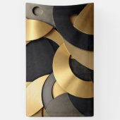 Golden & Black Overlapping Geometrisch Abstract Spandoek (Verticaal)