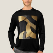 Golden & Black Overlapping Geometrisch Abstract Tri-Blend Shirt (Voorkant volledig)