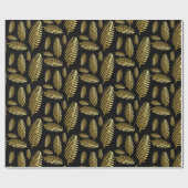 Golden Black Palm Leaf Pattern Cadeaupapier (Vlak)