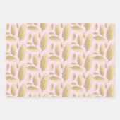 Golden Black Palm Leaf Pattern Inpakpapier Vel (Voorkant 3)