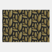 Golden Black Palm Leaf Pattern Inpakpapier Vel (Voorkant)
