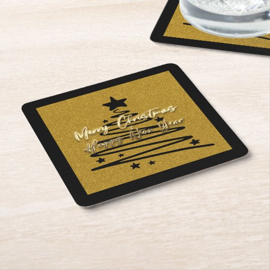 Golden Black Paper Coaster Kartonnen Onderzetters (Schuin)