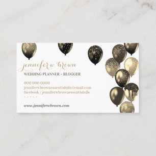 Golden Black Party Event Planner Elegante ballonne Visitekaartje