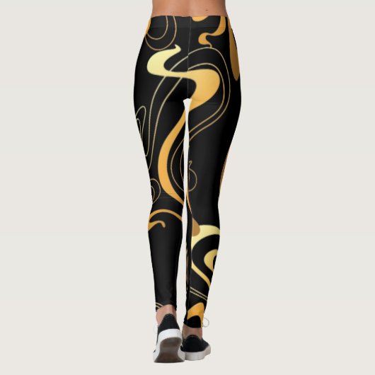 Golden Black Pattern-Leggings Leggings (Achterkant)
