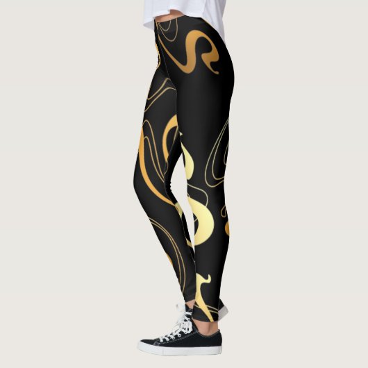 Golden Black Pattern-Leggings Leggings (Links)