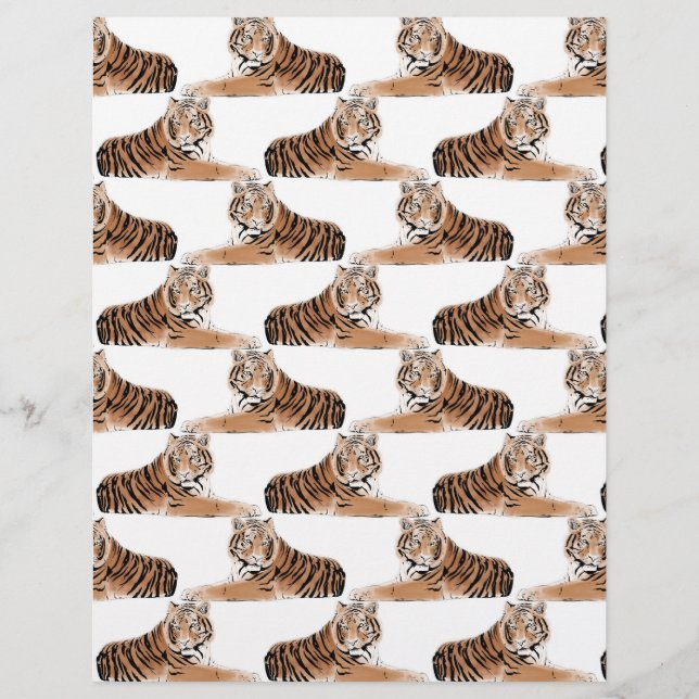 Golden & Black Tiger Animal White Design Briefhoofd (Voorkant)