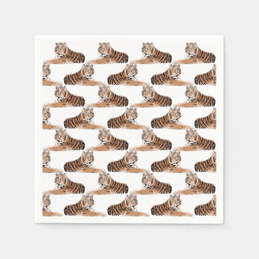 Golden & Black Tiger Animal White Design Servet (Voorkant)