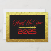 Golden & black wish card New Year met sound wave Feestdagenkaart (Voorkant)