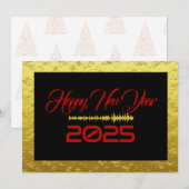 Golden & black wish card New Year met sound wave Feestdagenkaart (Voorkant / Achterkant)
