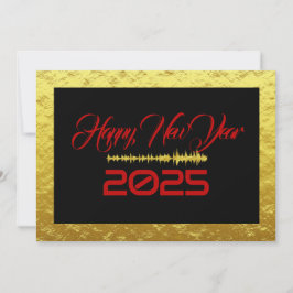 Golden & black wish card New Year met sound wave Feestdagenkaart