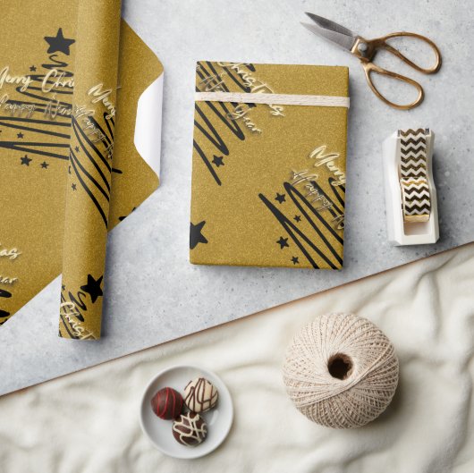 Golden Black Wrapping Paper Cadeaupapier (Crafts)