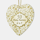 Golden bladeren 50th Wedding Jubileum Keramisch Ornament (Links)