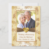 Golden bladeren, hart 50th Wedding Jubileum Kaart (Voorkant)