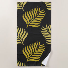 Golden bladeren op zwarte achtergrond strandlaken