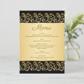 Golden bladzijlen op de zwarte menukaart (Staand voorkant)