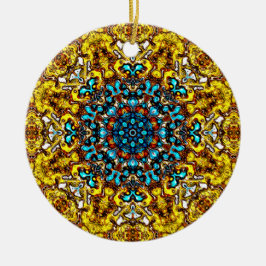 Golden-blauw sneeuwvlokachtig patroon (sunset joke keramisch ornament