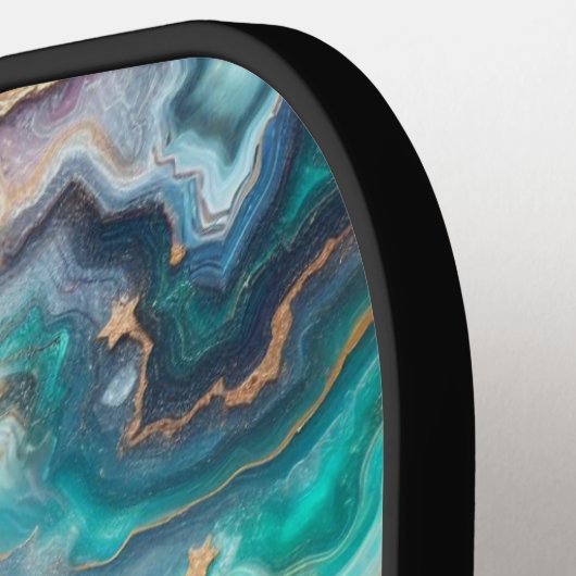 Golden Blauwgroen Aqua Agaat Custom Modern Monogra Pickleball Paddle (Links Detail)